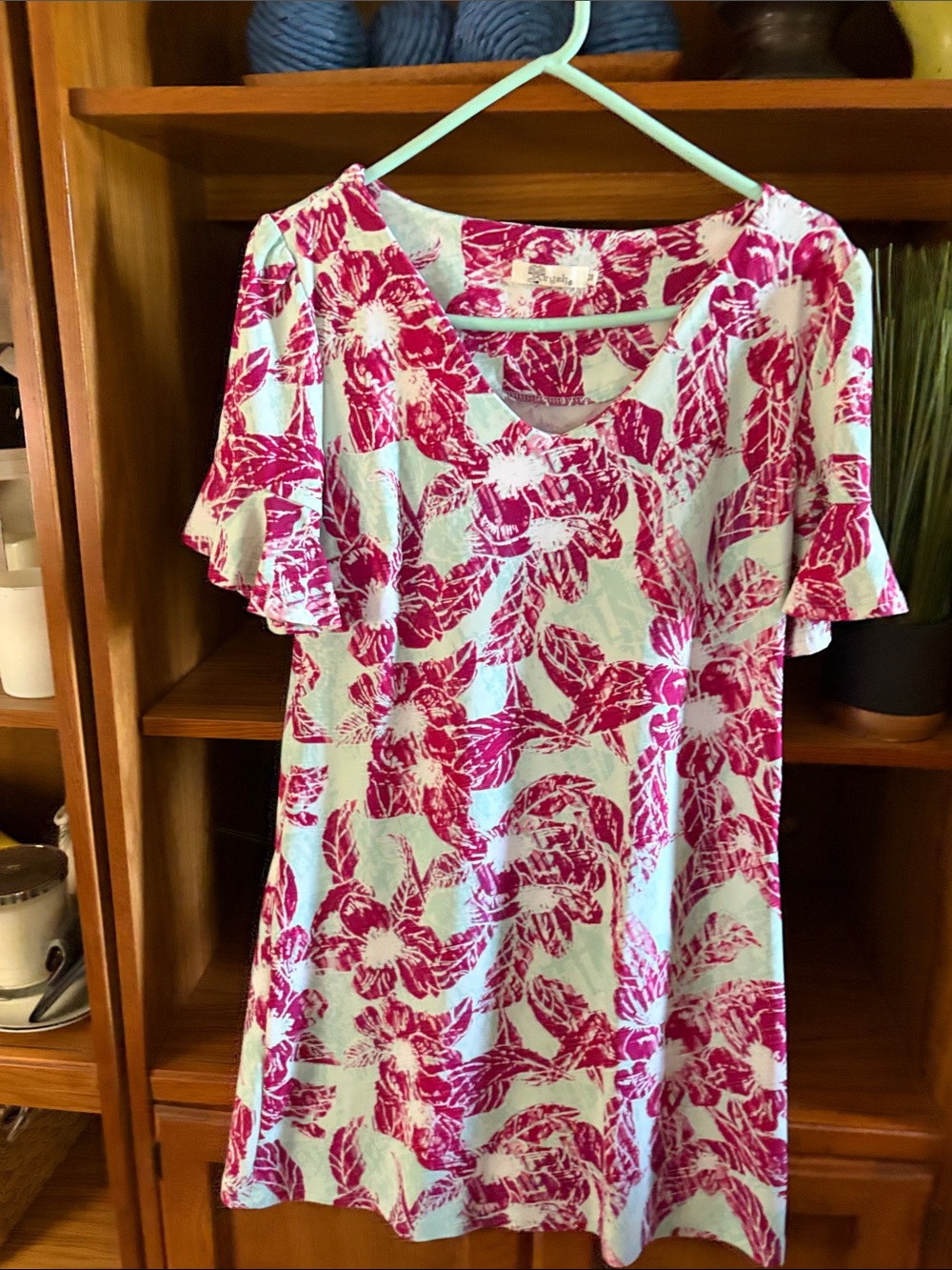 Aryeh Floral Shift Dress in Pink and Light Blue